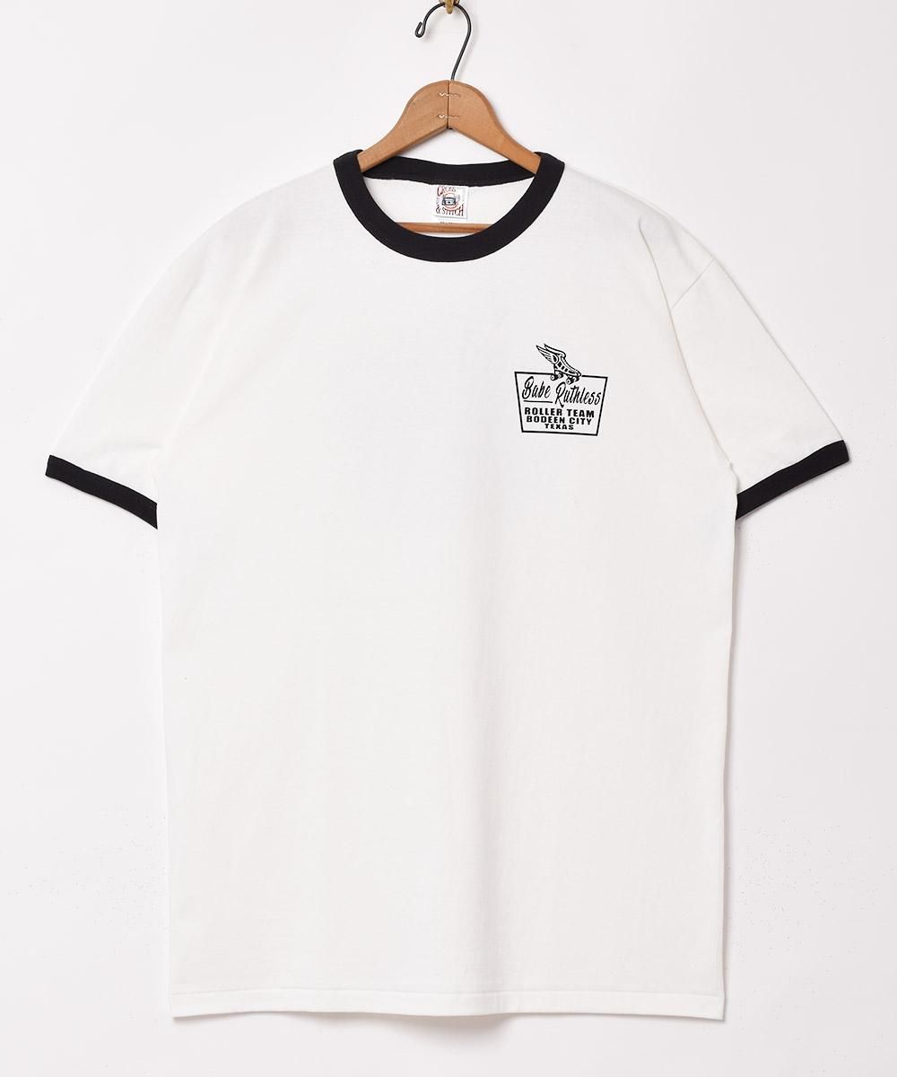 2色展開】Roller Skate プリント リンガーTシャツ ブラック 2色展開】Roller Skate プリント リンガーTシャツ ブラック