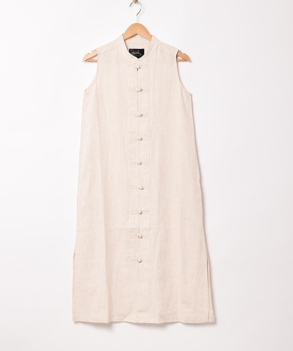 4色展開】「Meridian」リネン混 チャイナボタン スリーブレス