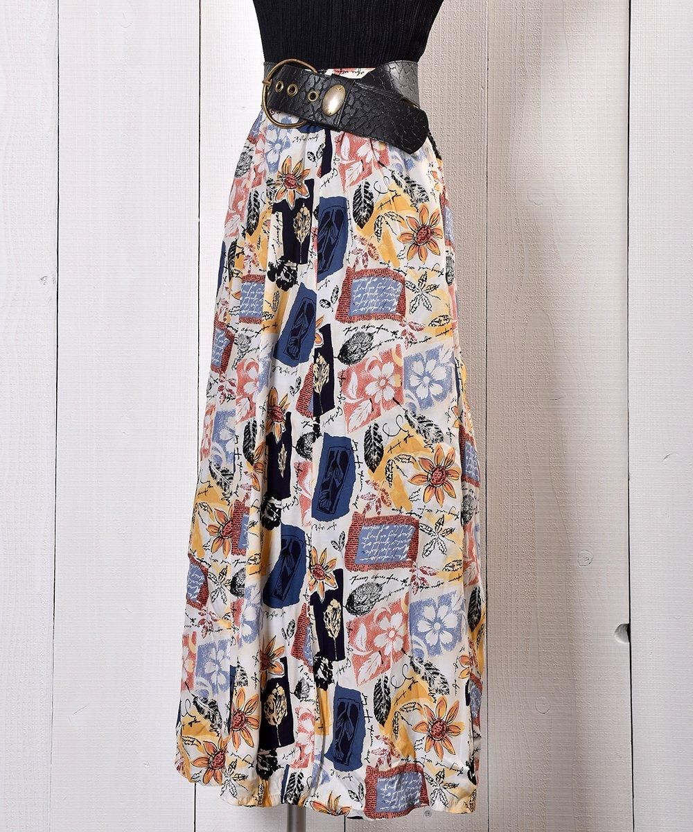 <img class='new_mark_img1' src='https://img.shop-pro.jp/img/new/icons14.gif' style='border:none;display:inline;margin:0px;padding:0px;width:auto;' />Made in USA Illustration Painting Flower Pattern Skirtåꥫ 饹   R1ͥ