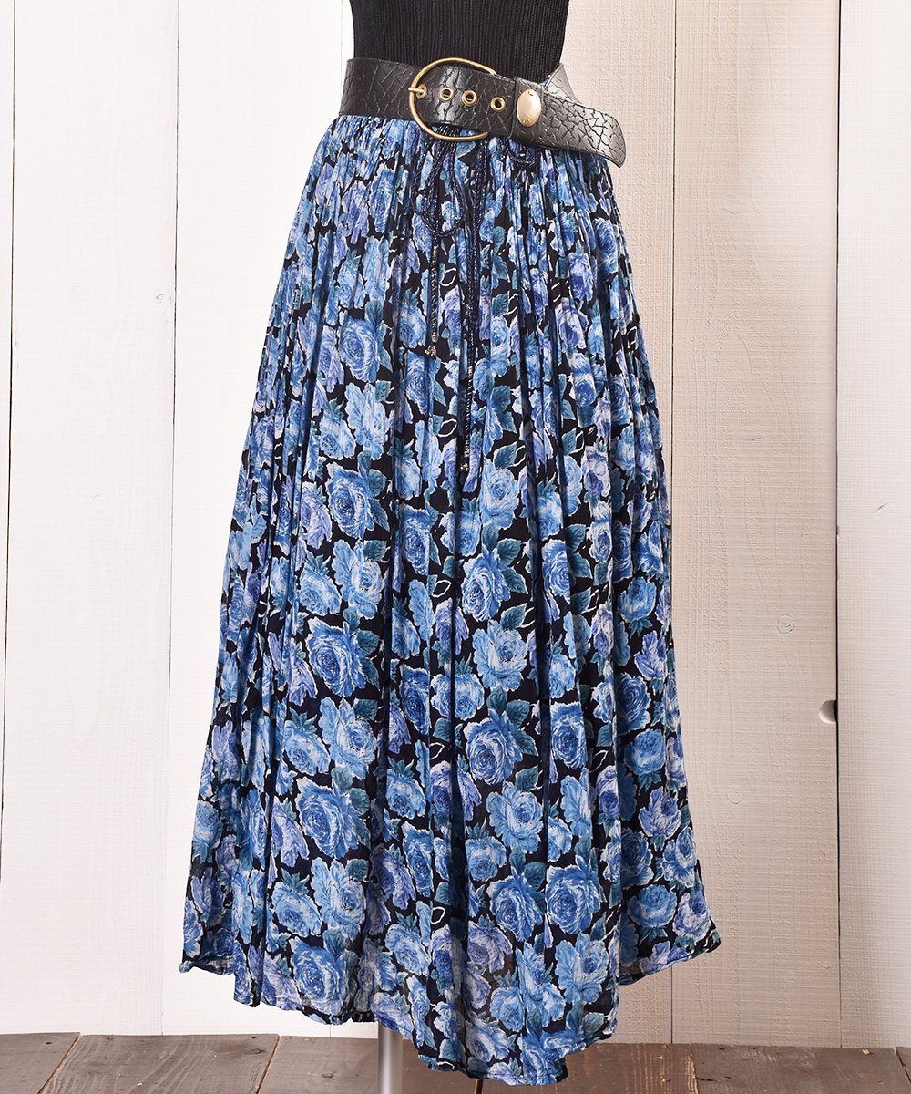  <img class='new_mark_img1' src='https://img.shop-pro.jp/img/new/icons14.gif' style='border:none;display:inline;margin:0px;padding:0px;width:auto;' />Made in India Indian Cotton Skirt Blue Roseå ʥ ֥롼 R1  ͥå  岰졼ץե롼 ࡼ