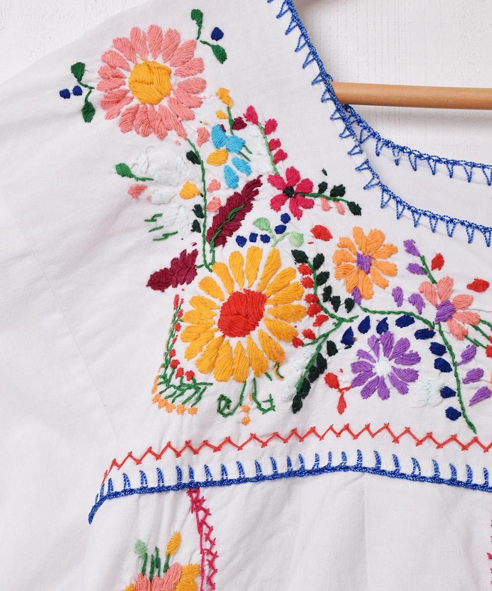 メキシカン刺繍 半袖 チュニックワンピース - 古着屋 メキシカン刺繍 半袖 チュニックワンピース - 古着屋