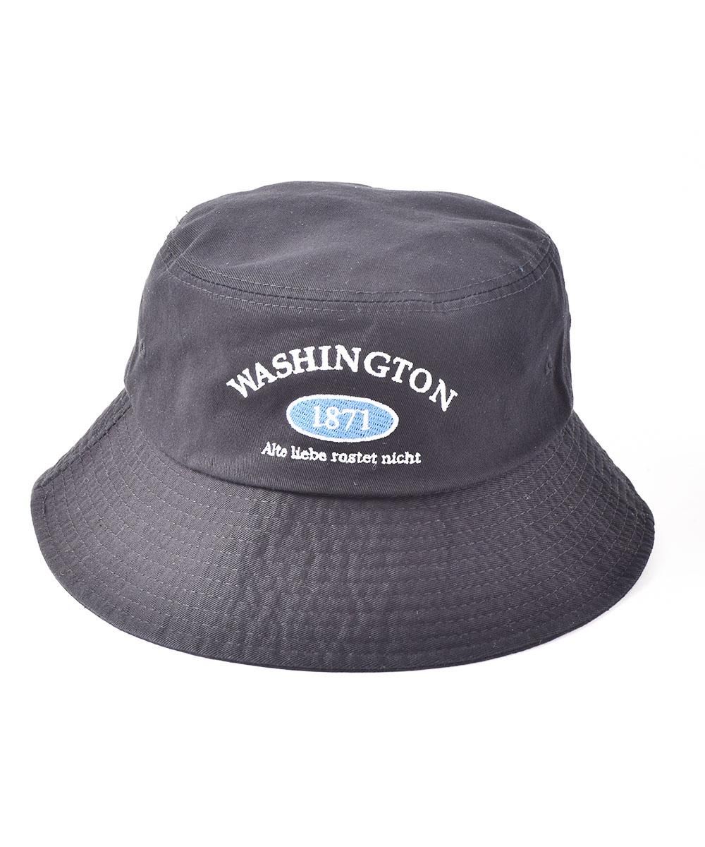 2色展開】刺繍入り バケットハット「WASHINGTON 1871」ブラック