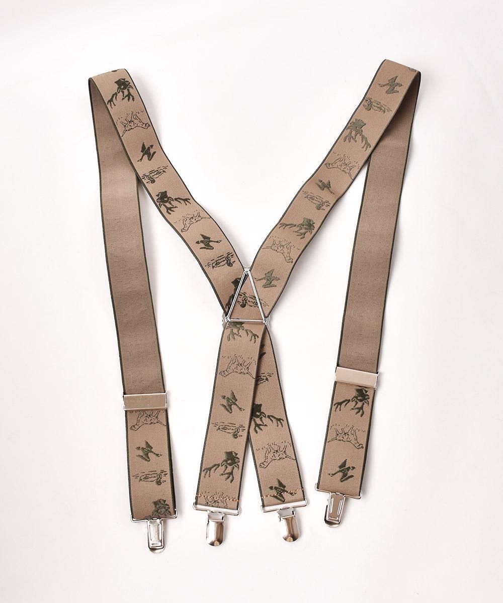 2色展開】アニマル柄 サスペンダー ベージュ - 古着屋グレープフルーツ