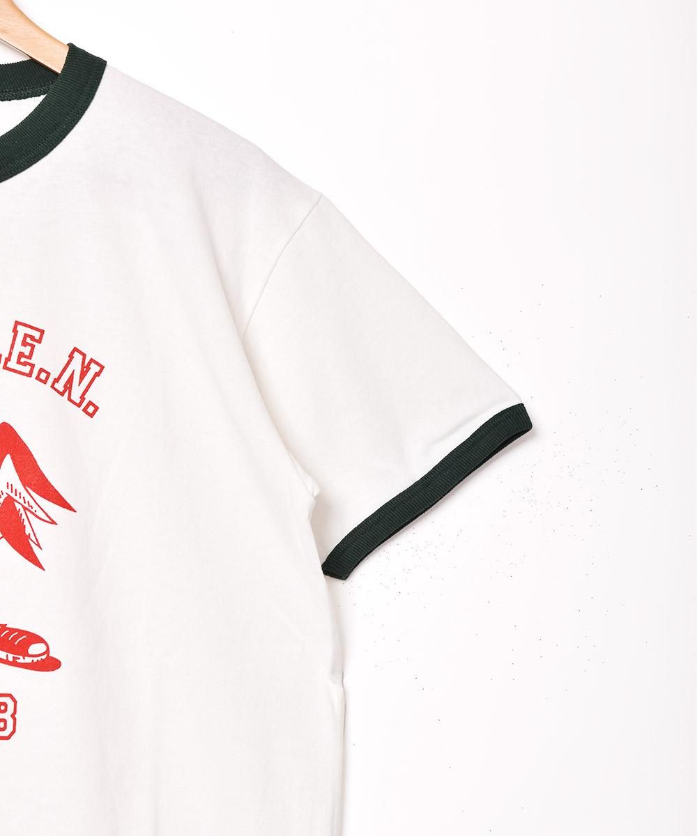 即完売品☆リンカブル　タグフレアTシャツ　ホワイト×ピンクオレンジ　2024SS LINKABLE フレアタグTシャツ ピンク リンカブルLINKABLE