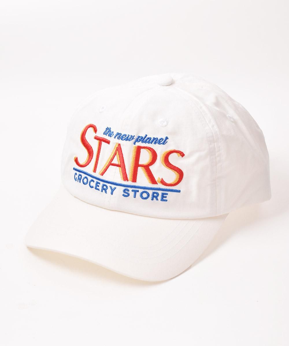 2色展開】ロゴ刺繍入り キャップ 「STARS」 ホワイト - 古着屋 2色展開】ロゴ刺繍入り キャップ 「STARS」 ホワイト - 古着屋