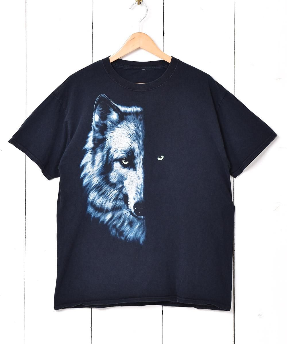 オオカミ プリント Tシャツ - 古着屋グレープフルーツ ムーン