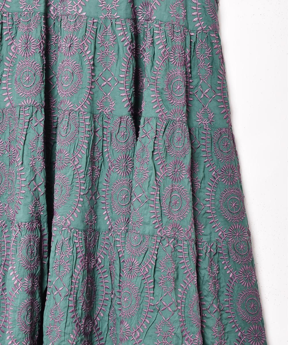 新品タグ付♡マーレット　FLOR　タイティアード　スリーブレス　ワンピース　緑 新品タグ付♡マーレット FLOR タイティアード スリーブレス