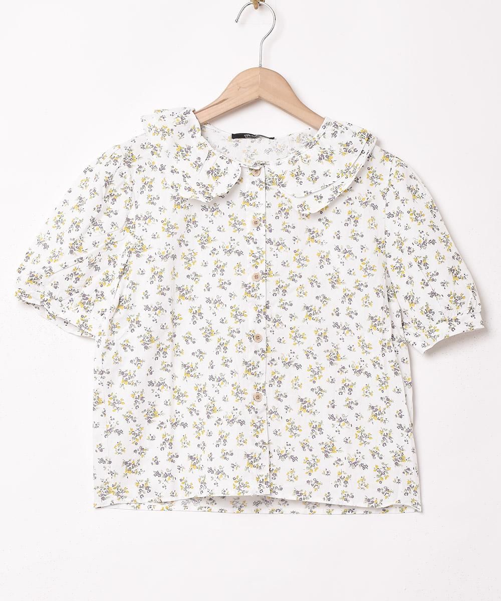 Meridian」ダブルカラー 花柄 半袖ブラウス - 古着屋 Meridian」ダブルカラー 花柄 半袖ブラウス - 古着屋