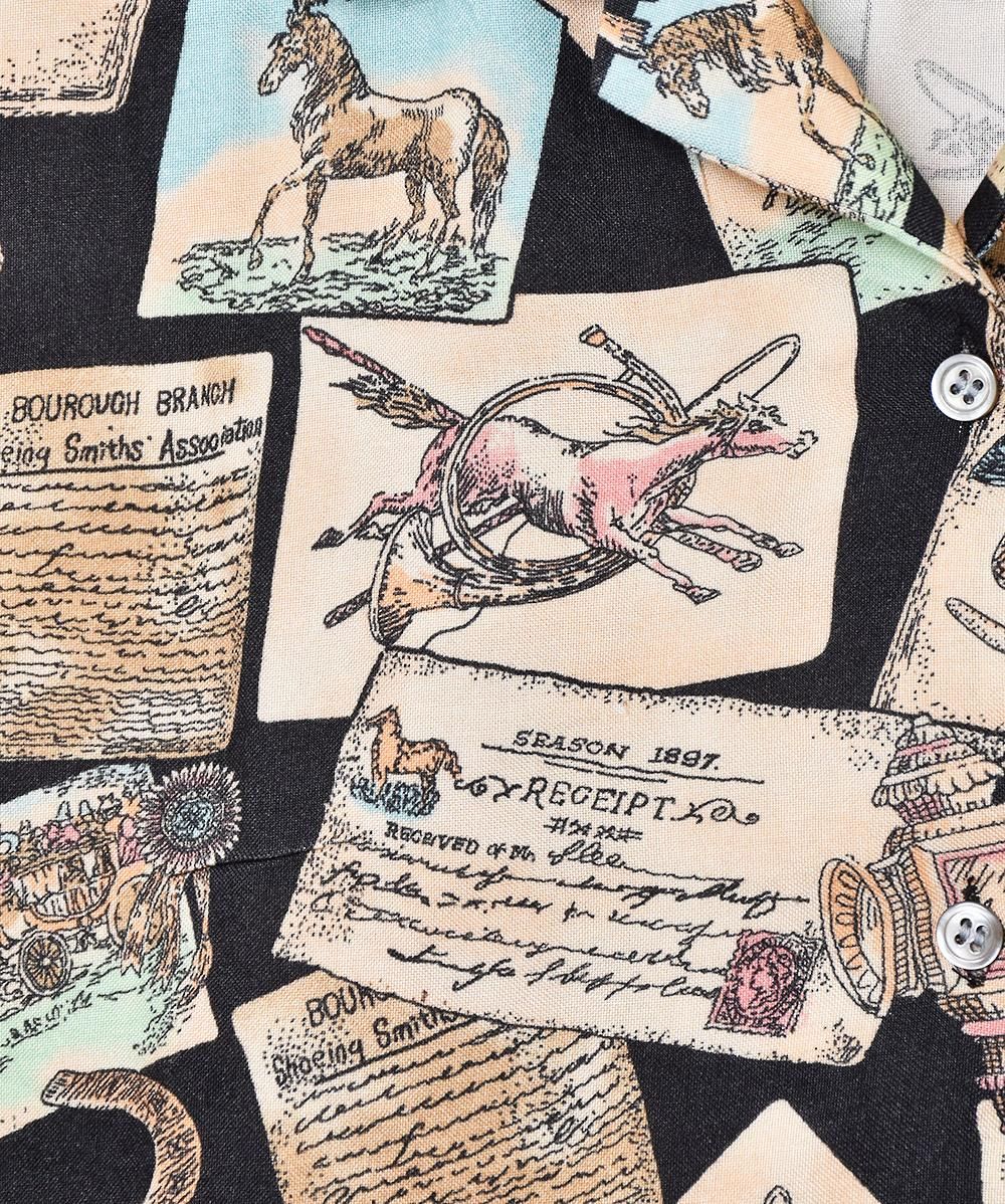 Emerald Motel」総柄 半袖 オープンカラーシャツ - 古着屋