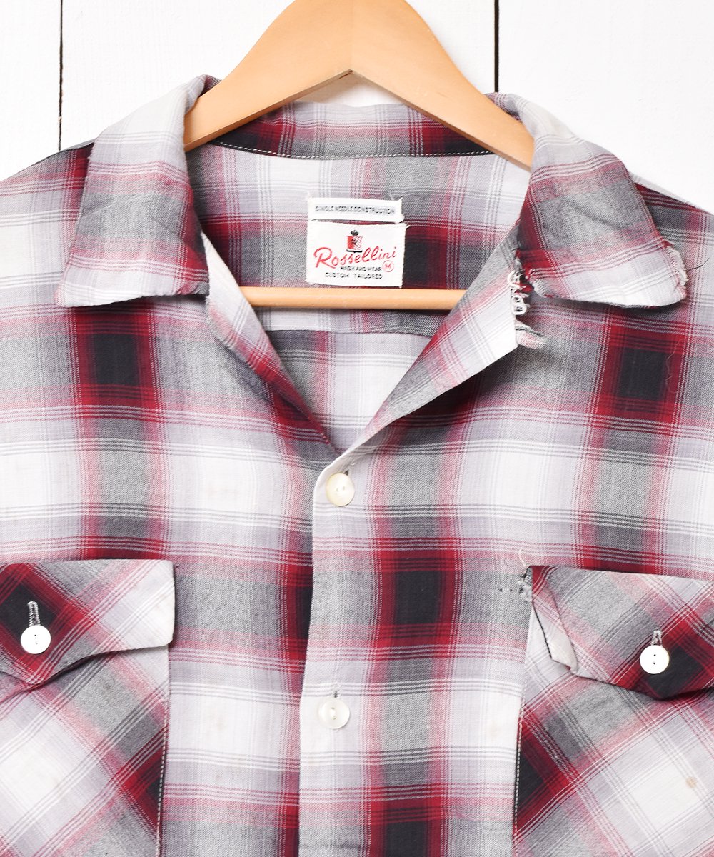 50's オンブレチェック オープンカラー 長袖シャツ - 古着のネット通販 ...