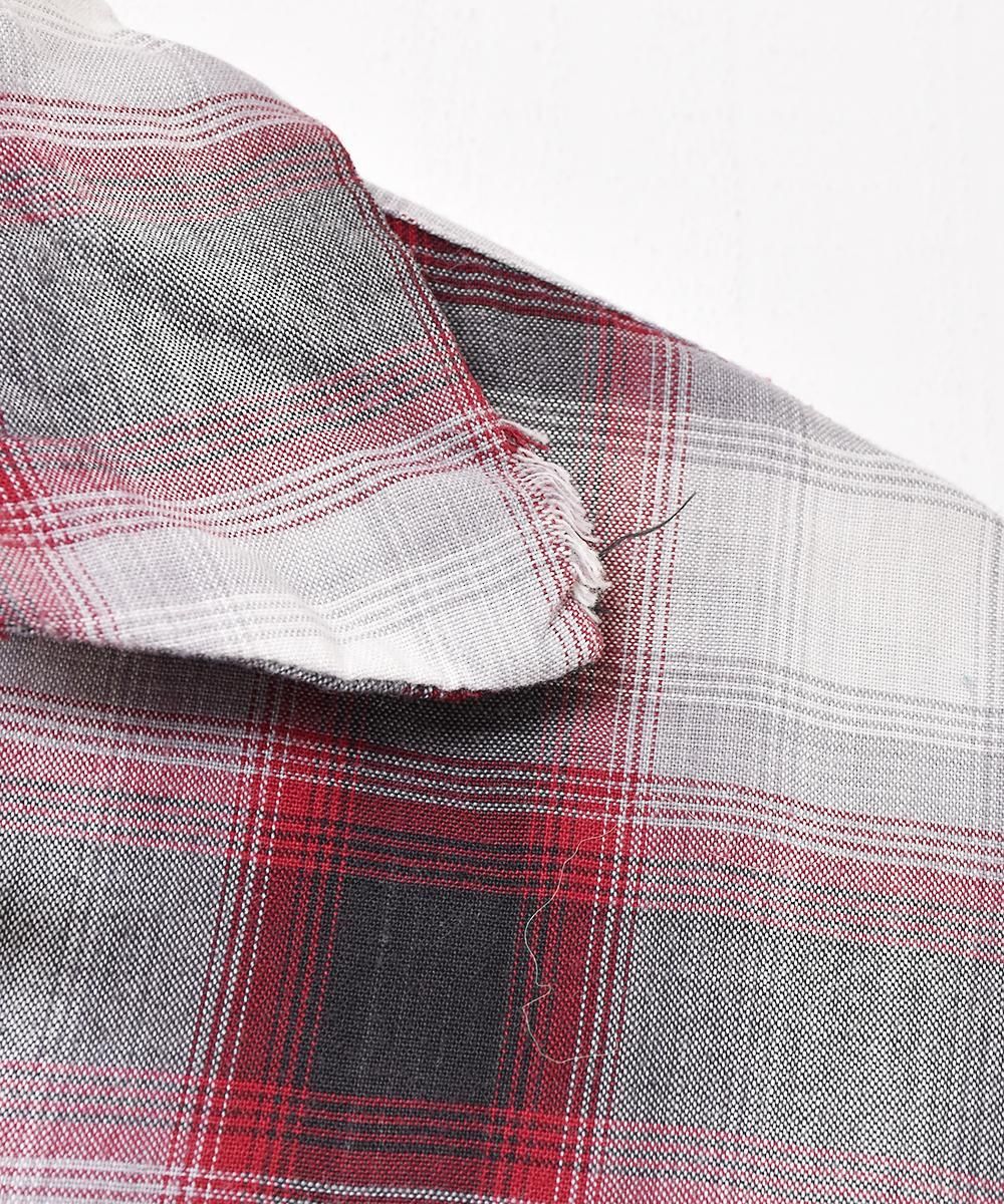 50's オンブレチェック オープンカラー 長袖シャツ - 古着屋