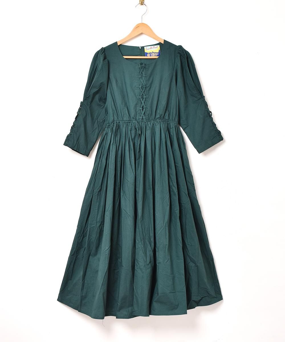 3色展開】「Emerald Motel」無地 長袖レースアップ ワンピース 3色展開】「Emerald Motel」無地 長袖レースアップ ワンピース