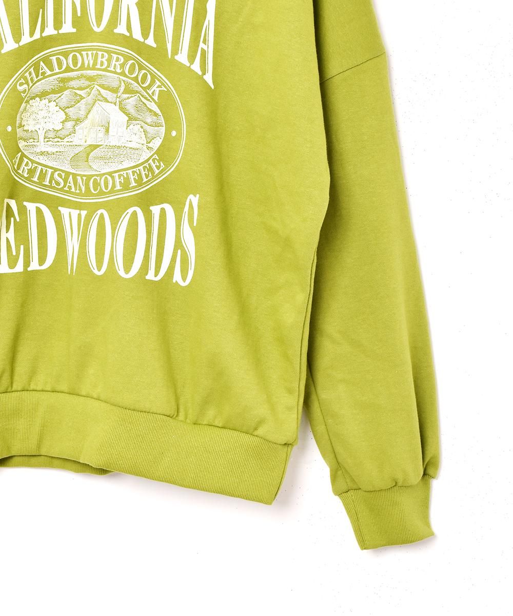 2色展開】プリントスウェットシャツ「CALIFORNIA」 グリーン 2色展開】プリントスウェットシャツ「CALIFORNIA」 グリーン