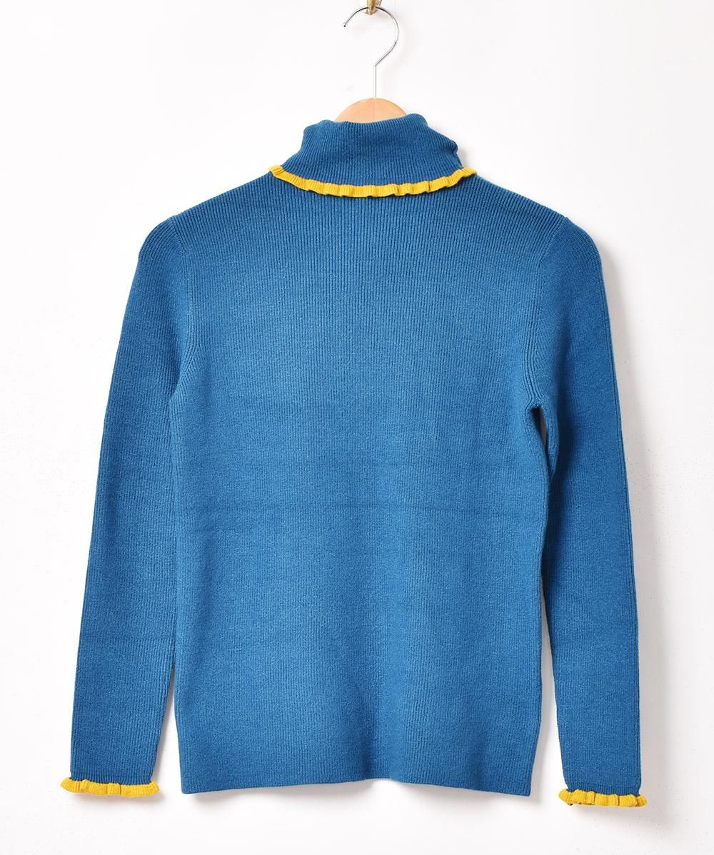 5色展開】「Meridian」フリル タートルネック セーター ブラック