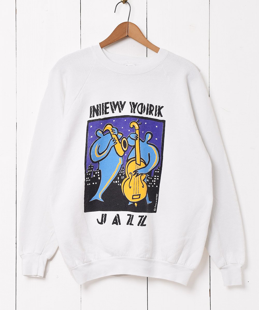 90's アメリカ製 「NEW YORK JAZZ」 プリントスウェットシャツ - 古着 ...