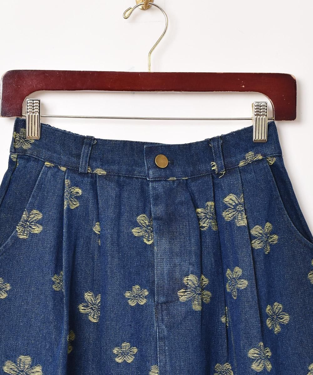Elcamino」フラワー刺繍 ロング丈 デニムスカート - 古着屋 Elcamino」フラワー刺繍 ロング丈 デニムスカート - 古着屋