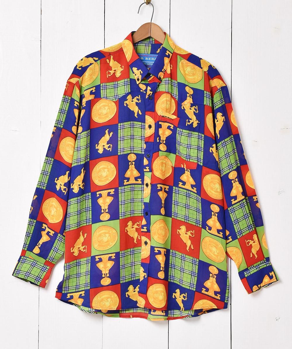 ヴィンテージ ナチュラル ポリシャツ 麦 フルーツ レトロシャツ シャツ