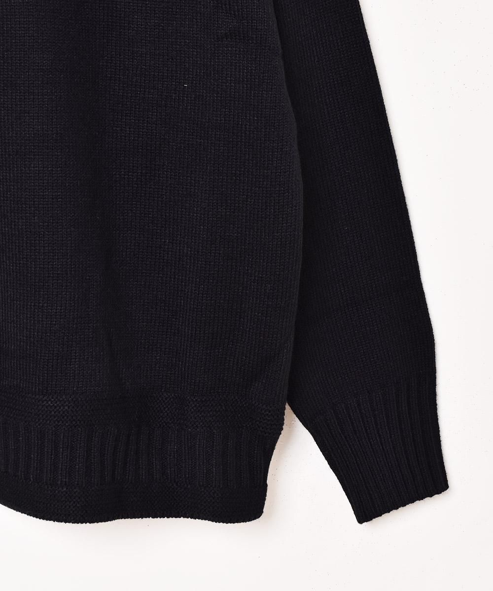 美品 BONCURA ガンジー ニット セーター 40 L ウール ブラック 黒 Guernsey Sweater Black – BONCOURA Official Online Store