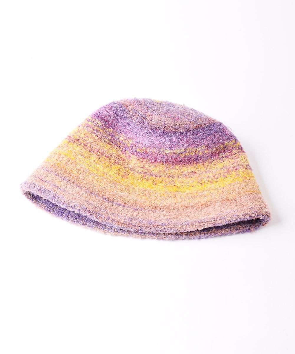 グラデーションニット帽 ハンドメイド apollonstore 古着 グラデーションニット帽 ニット帽・ビーニー apollonstore 通販