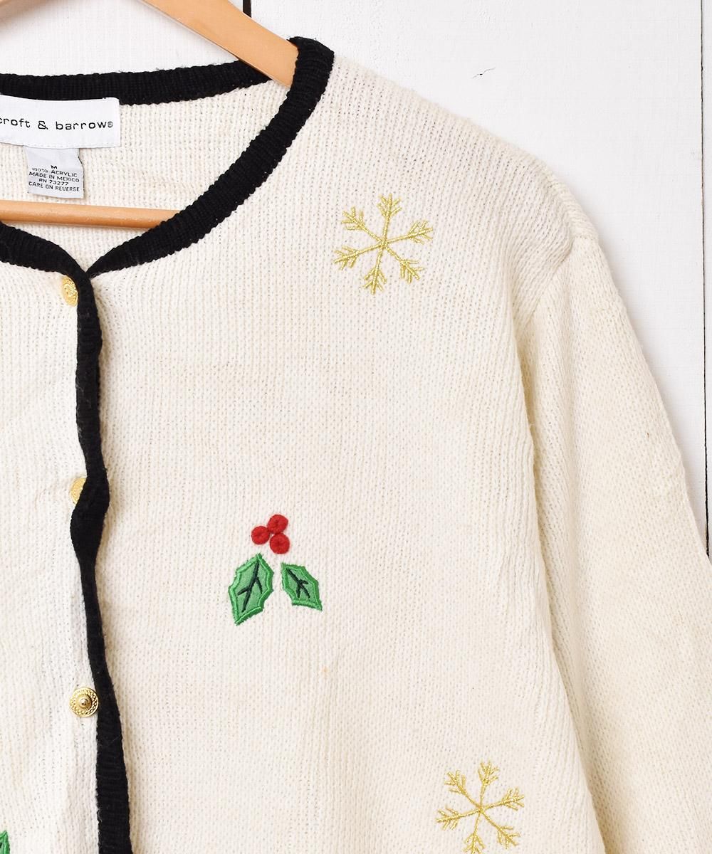 クリスマスモチーフ 刺繍 カーディガン - 古着屋