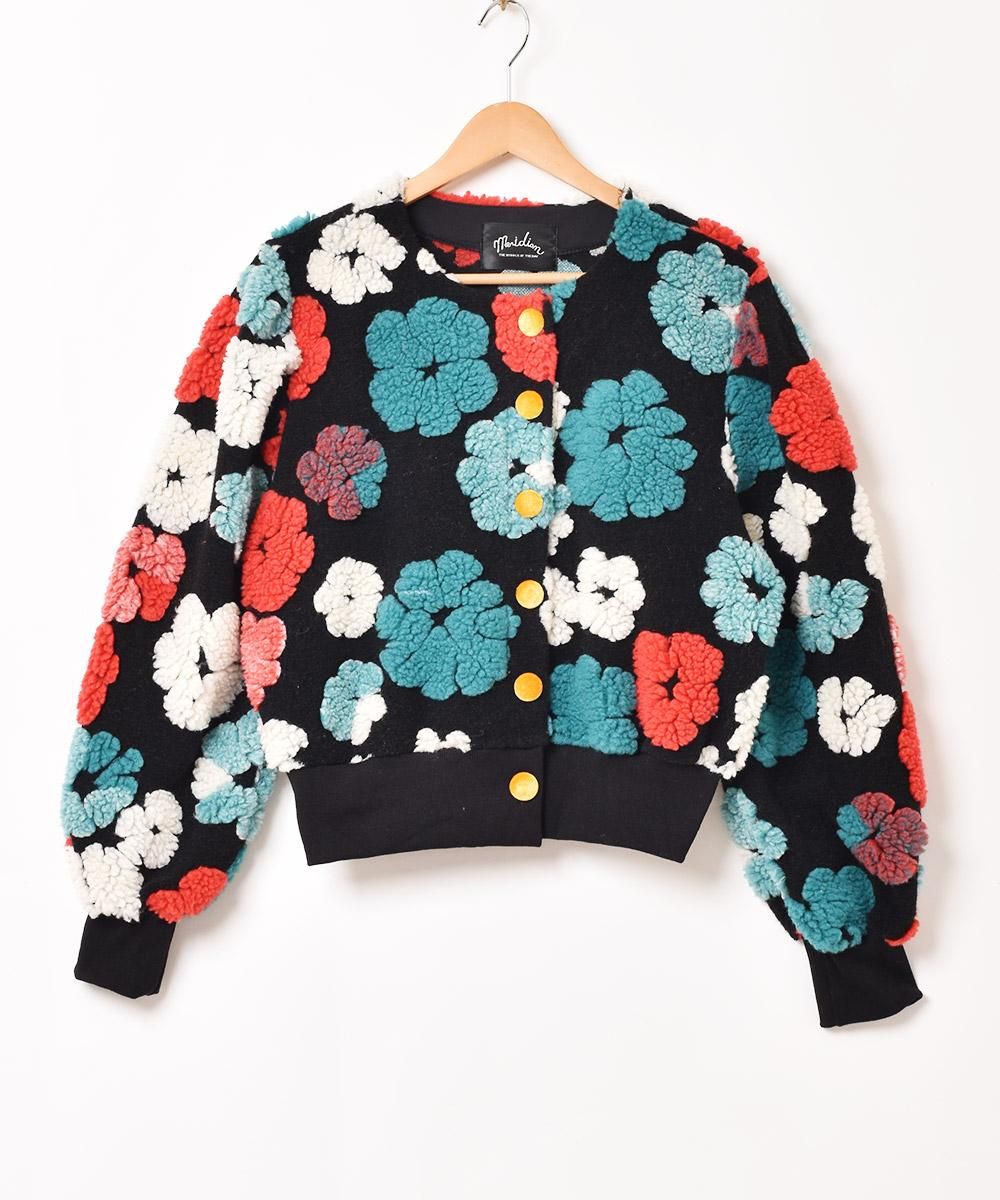 3色展開】「Meridian」花柄 ボア ジャケット レッド - 古着屋