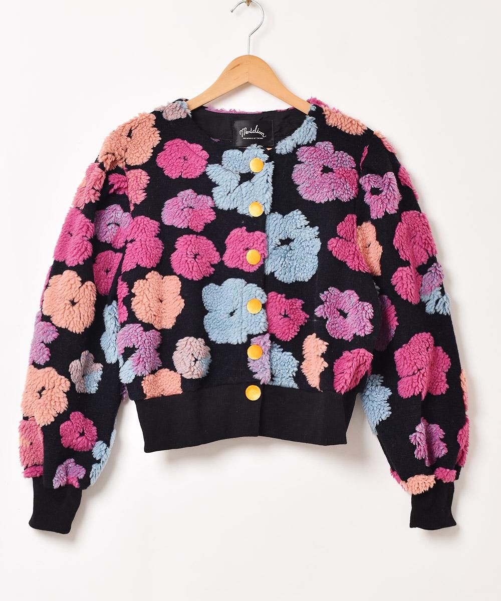 3色展開】「Meridian」花柄 ボア ジャケット レッド - 古着屋