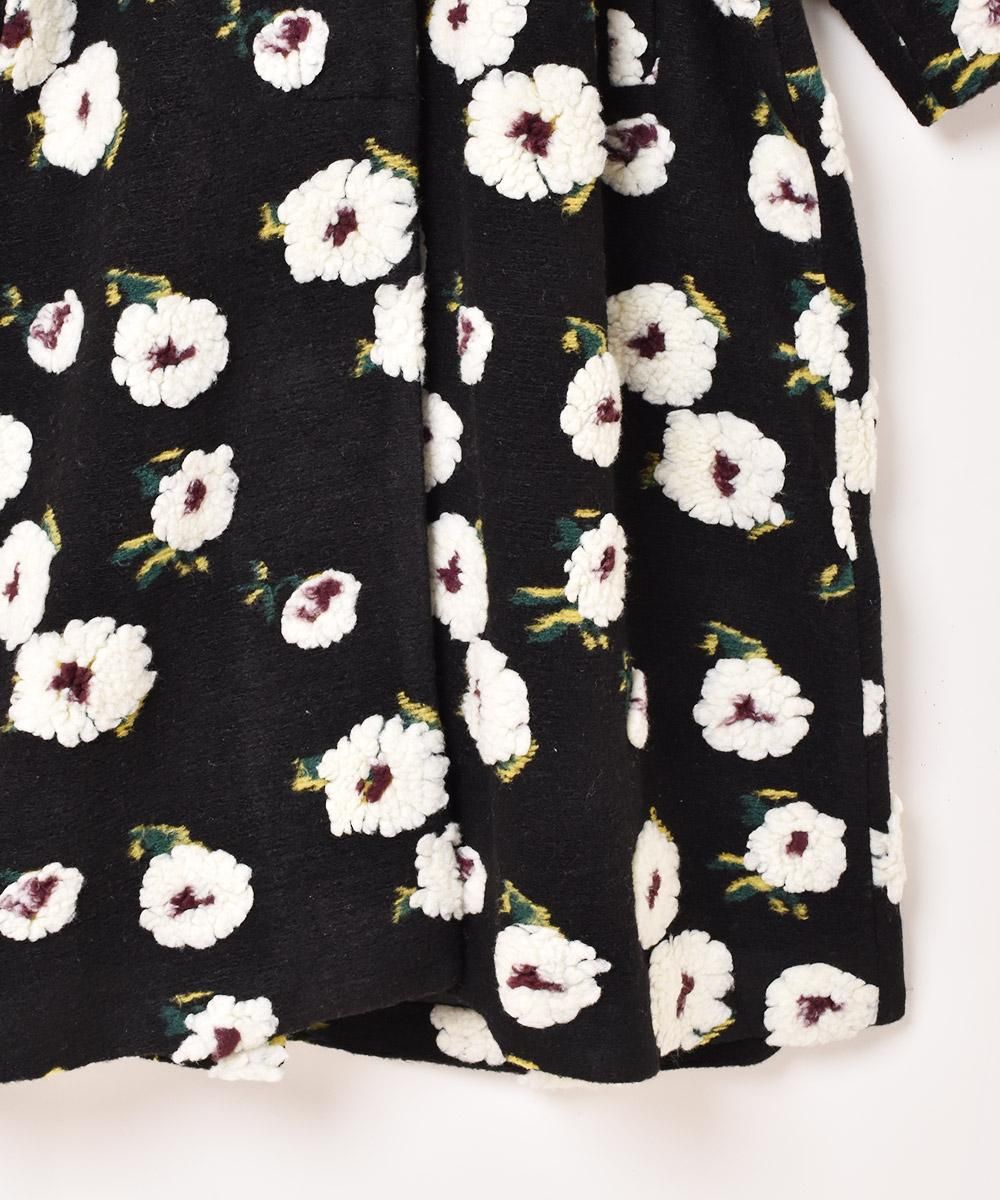 Meridian 花柄 ロングコート　ベルト付き　ゆったりサイズ　大きいサイズ Meridian」花柄 ロングコート - 古着屋グレープフルーツ ムーン