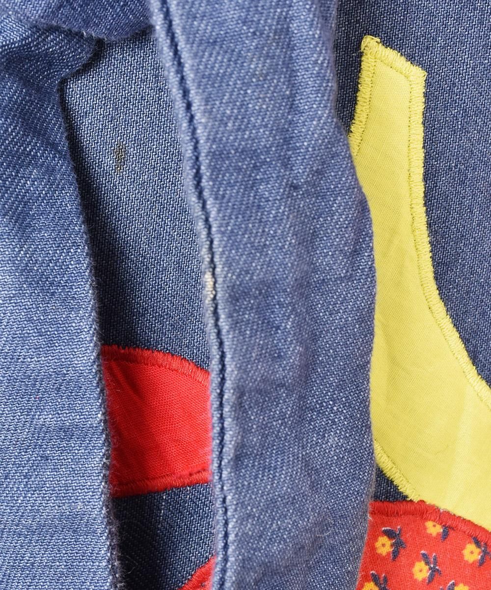 ハンドメイド パッチ刺繍 デニムスカート - 古着屋