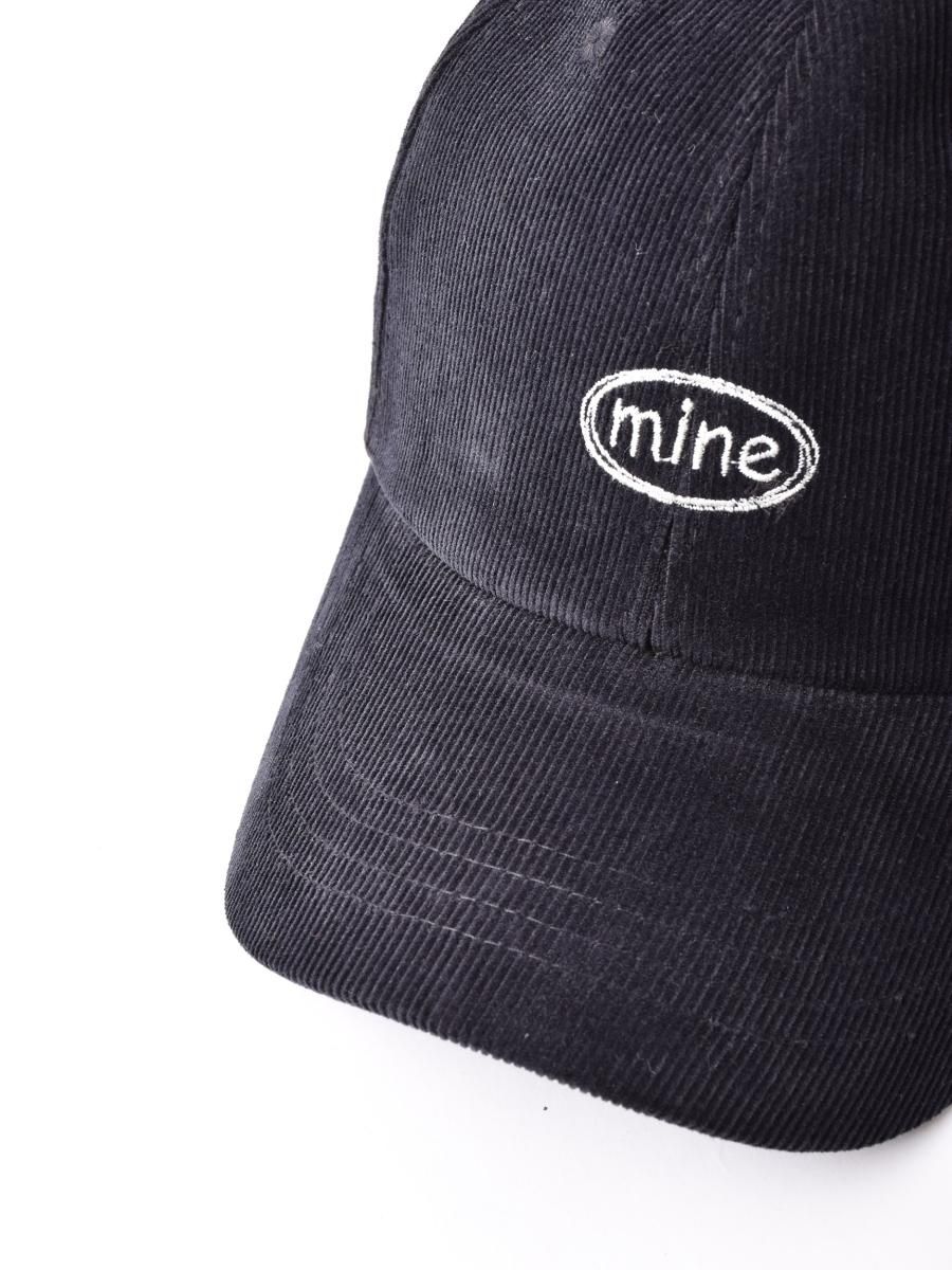 3色展開】刺繍入り コーデュロイキャップ 「mine」 ブラック