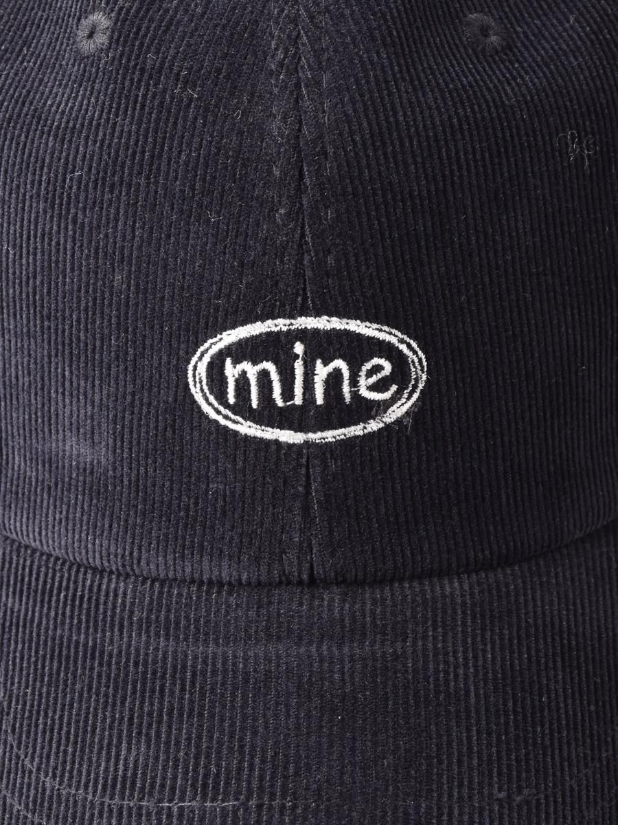 3色展開】刺繍入り コーデュロイキャップ 「mine」 ブラック