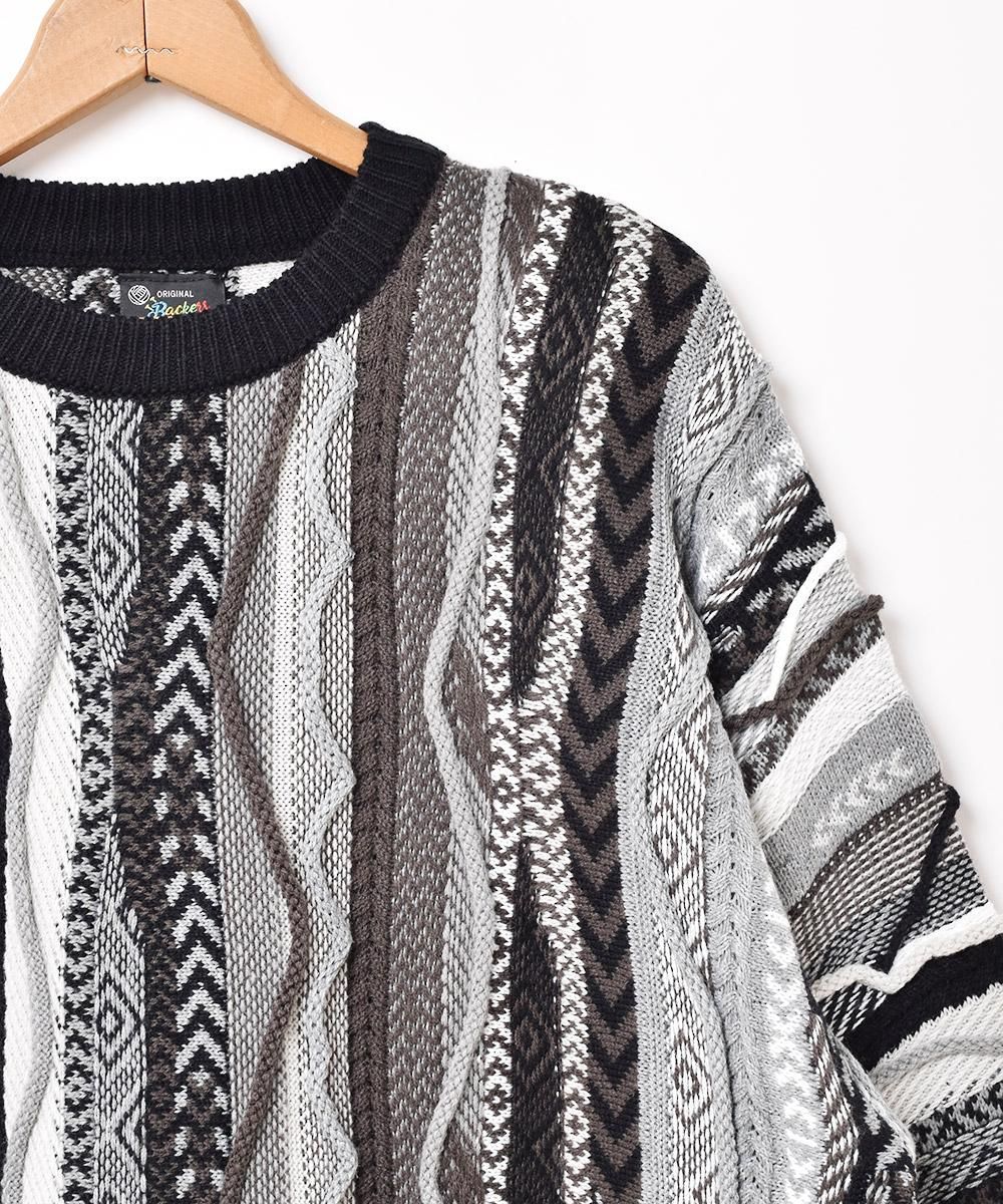 3色展開】「Backers」3Dニット セーター ブラック - 古着屋