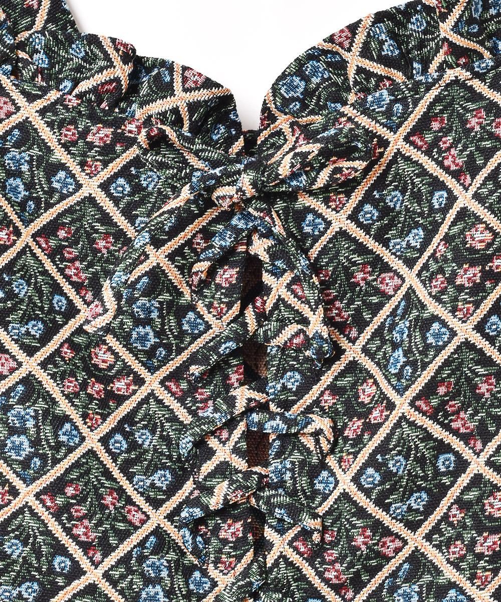 5色展開】「Emerald Motel」総柄 ジャガード織り ビスチェ ブラック