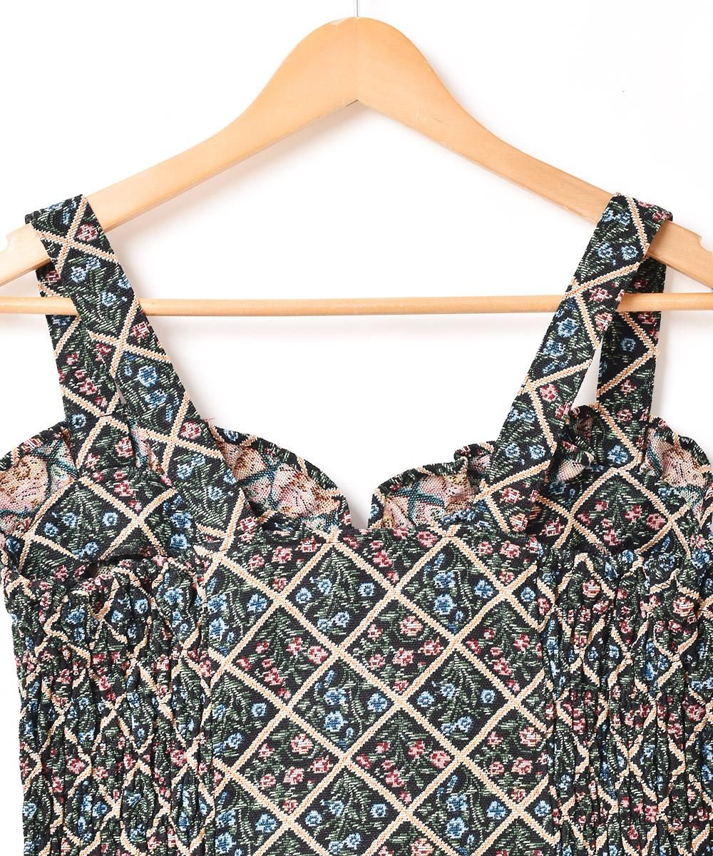 5色展開】「Emerald Motel」総柄 ジャガード織り ビスチェ