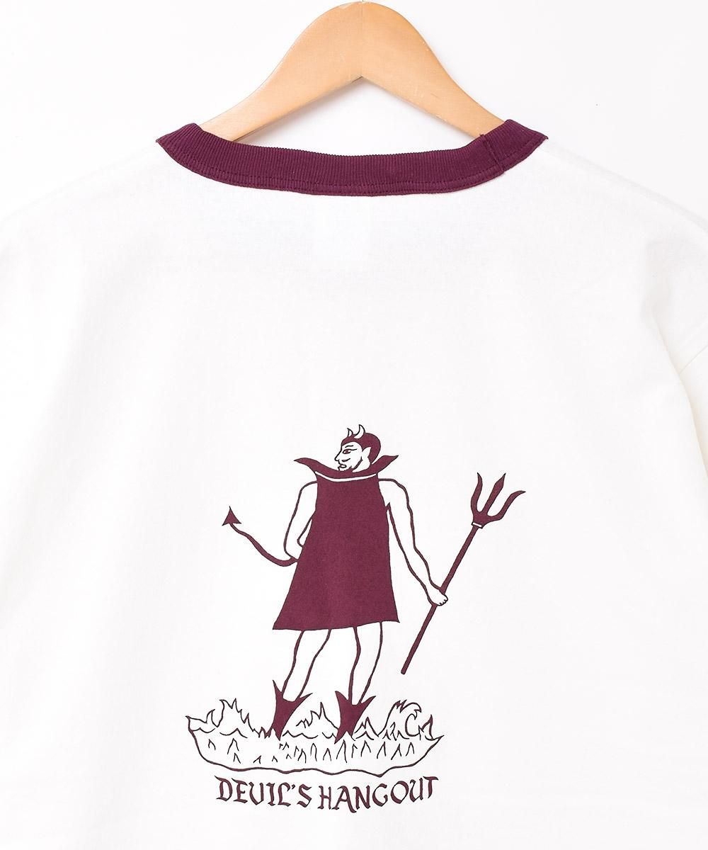 2色展開】リンガーTシャツ Devil「UNIVERSITY OF HILL」 レッド - 古着