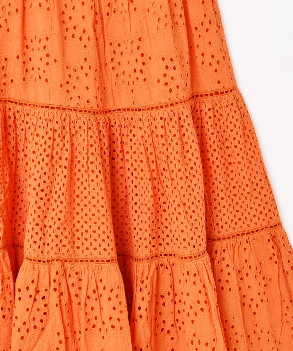 4色展開】「Emerald Motel」カットワーク ティアード フレアスカート