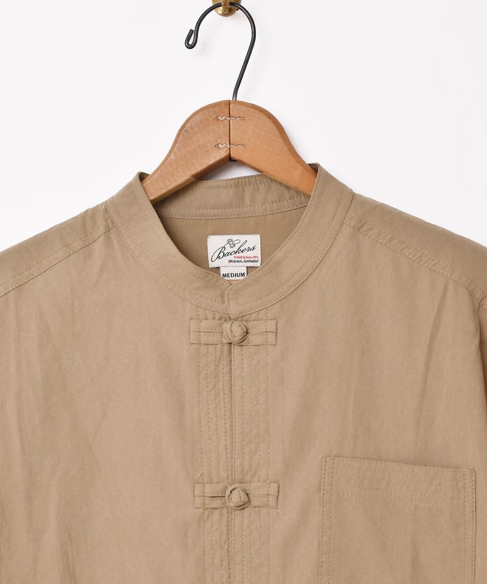 5色展開】「Backers」チャイナボタン ピーチスキン 長袖シャツ