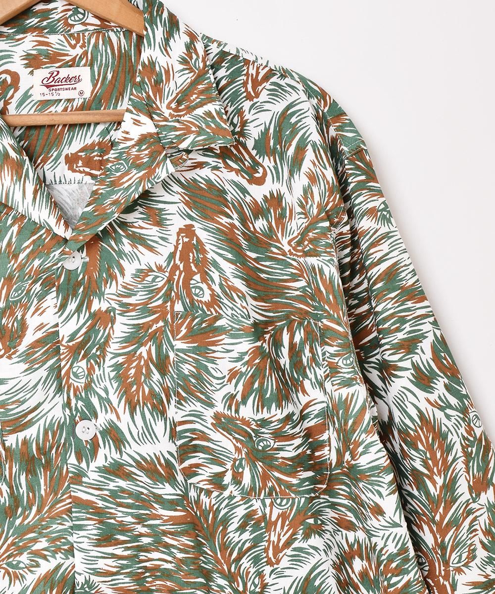 テンダーロイン　ウルフ柄ネルシャツ　ブラウン　Ｓサイズ TENDERLOIN テンダーロイン T-PRINT FLANNEL SHT AS 総柄