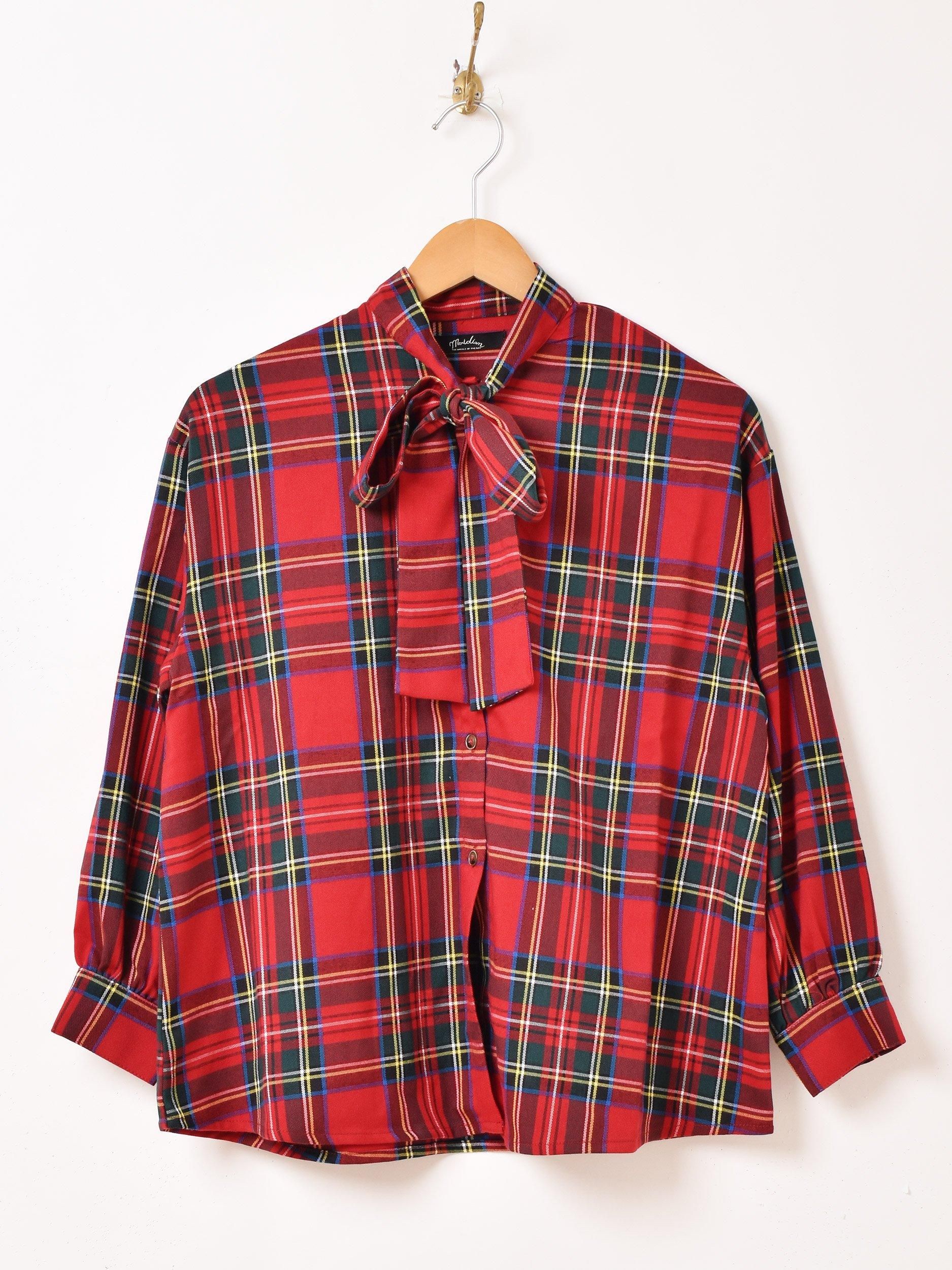 2色展開】「Meridian」長袖 タータンチェック ボウタイブラウス