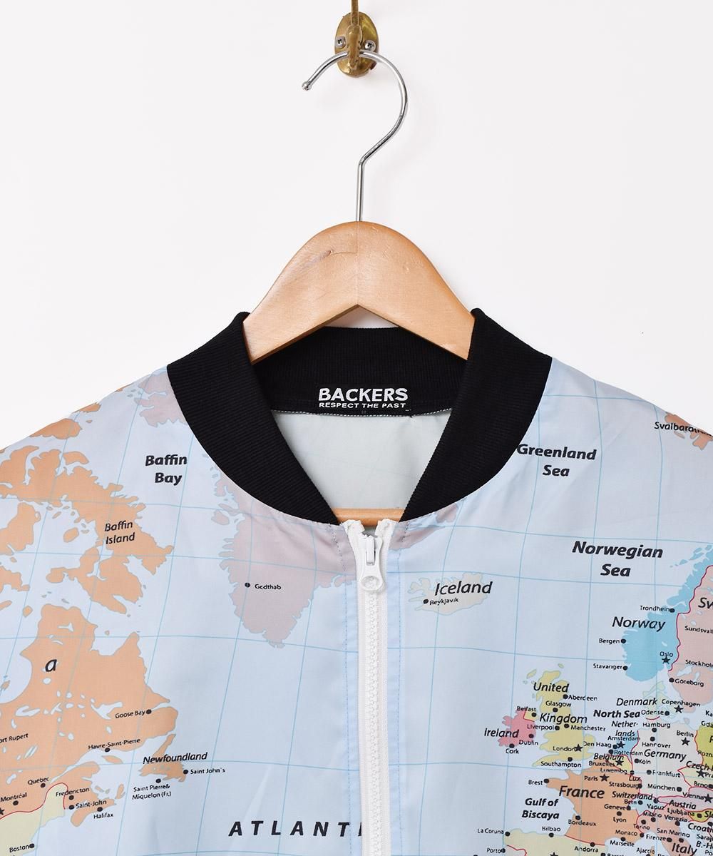 2色展開】「Backers」マップ柄 ジャケット ブルー - 古着屋 2色展開】「Backers」マップ柄 ジャケット ブルー - 古着屋