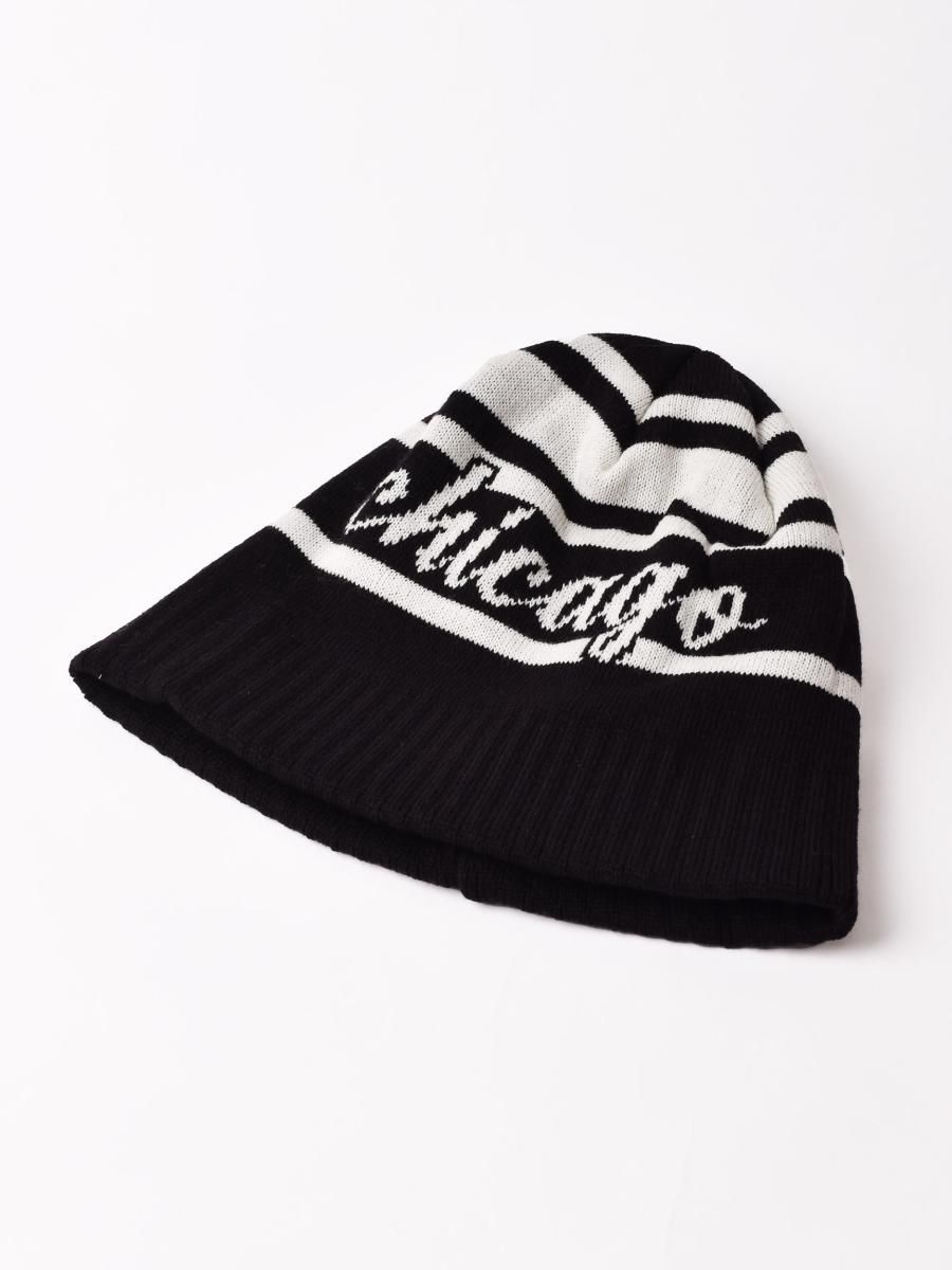 2色展開】ボーダー ニット キャップ chicago ブラック - 古着屋