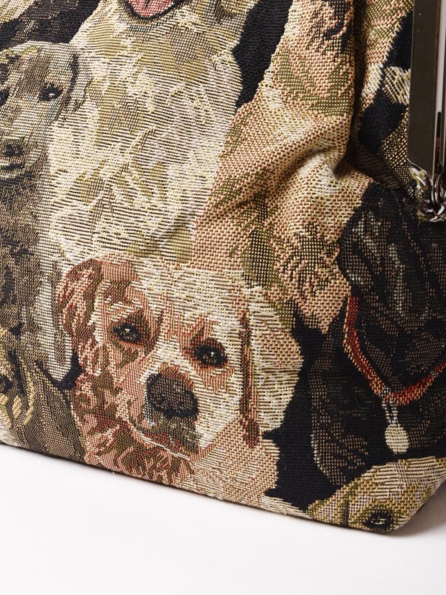 犬柄 がま口 チェーン バッグ - 古着屋グレープフルーツ ムーン