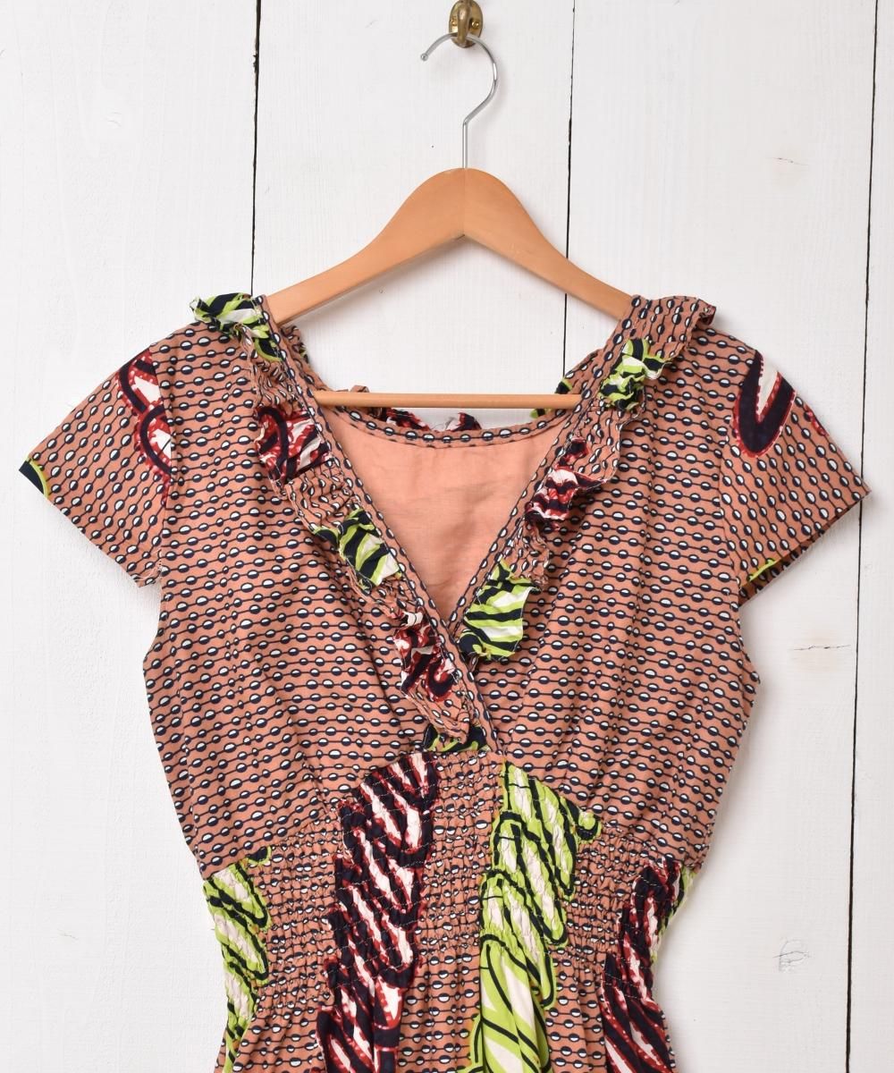 AFRICAN VINTAGE AFRICAN BATIC PATTERNED FRILL DESIGN ONE