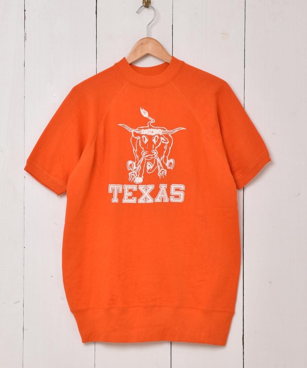 60's TEXAS Longhorns フロッキープリント 半袖 スウェット 60's TEXAS Longhorns フロッキープリント 半袖 スウェット