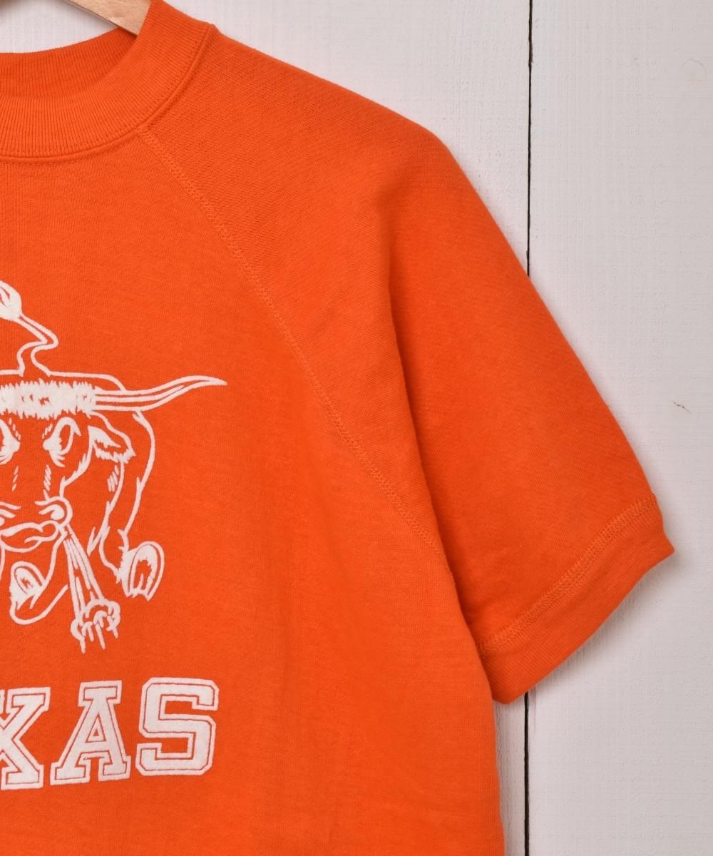 60's TEXAS Longhorns フロッキープリント 半袖 スウェット 60's TEXAS Longhorns フロッキープリント 半袖 スウェット