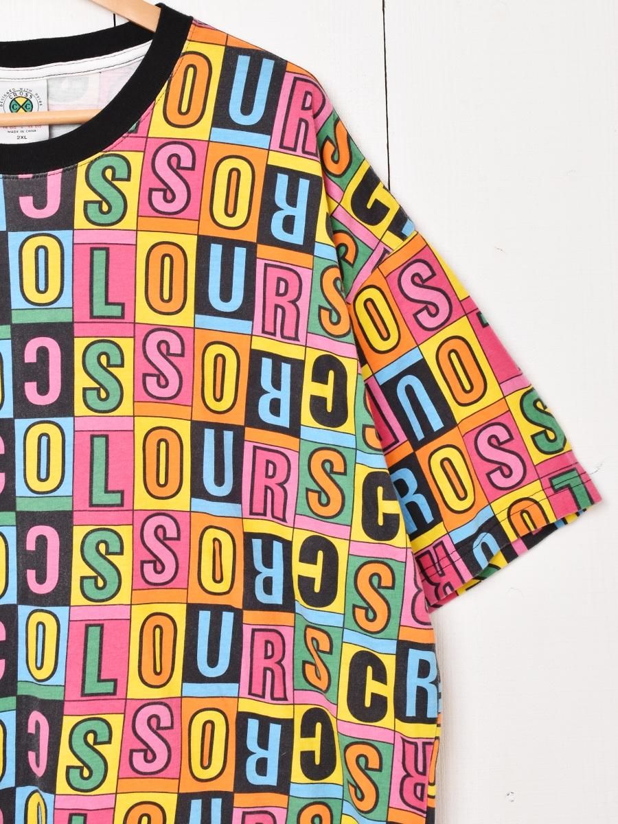 CROSS COLOURS Block Letter 総柄 Tシャツ - 古着屋 CROSS COLOURS Block Letter 総柄 Tシャツ - 古着屋