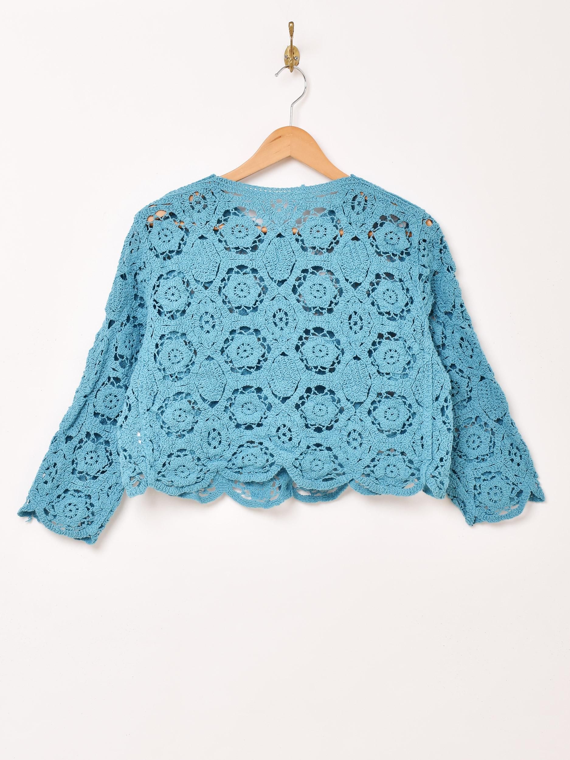 4色展開】「Meridian」クロシェ カーディガン サックス - 古着屋