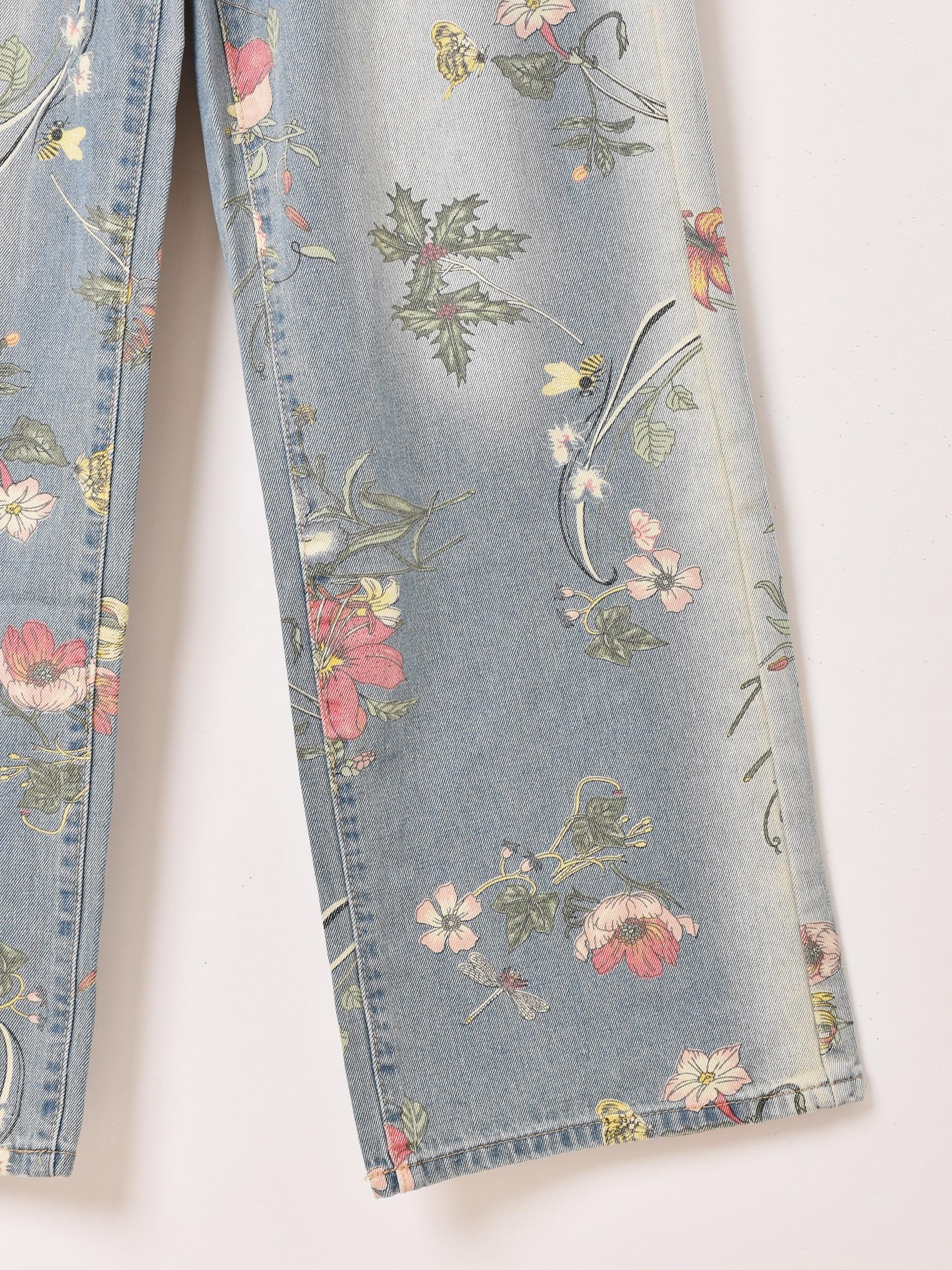 Elcamino」フラワー プリント デニム パンツ - 古着屋 Elcamino」フラワー プリント デニム パンツ - 古着屋