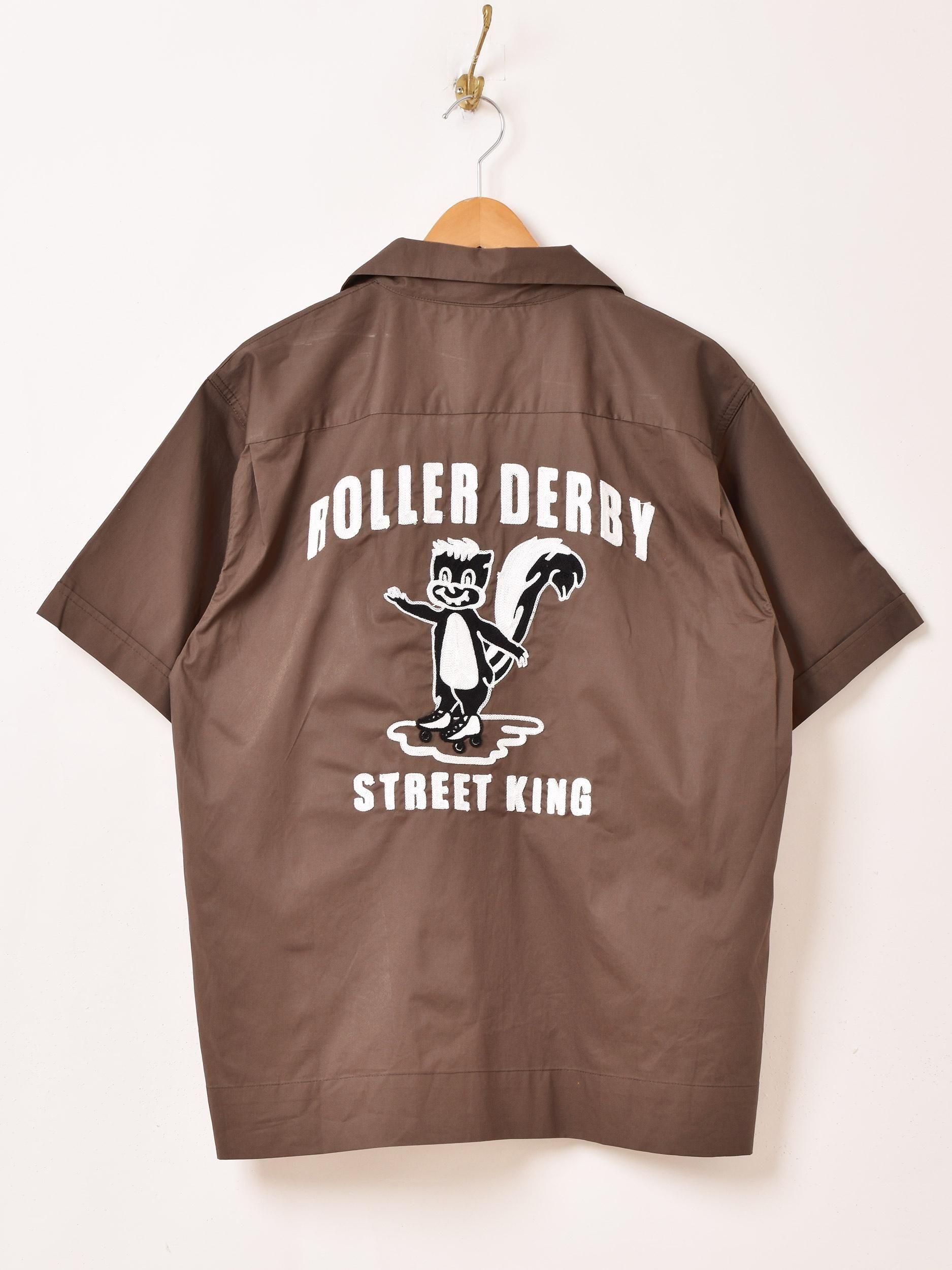 VINTAGE - オープンカラー　ボーリングシャツ　半袖シャツ　古着　クリーム色　ブラック　黒　M VINTAGE - オープンカラー ボーリングシャツ 半袖シャツ 古着