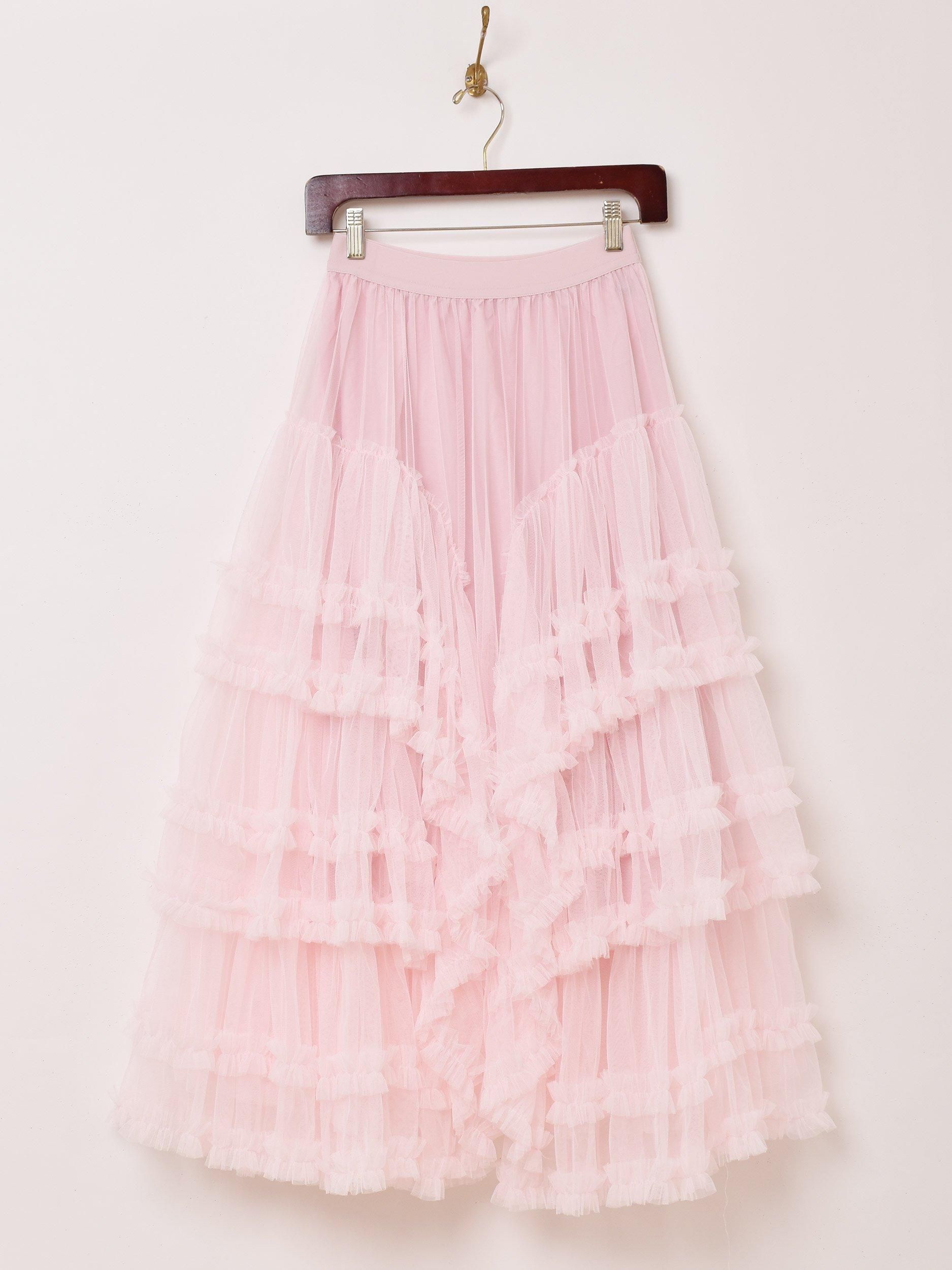 7色展開】「Meridian」チュール ボリューム フリル スカート イエロー