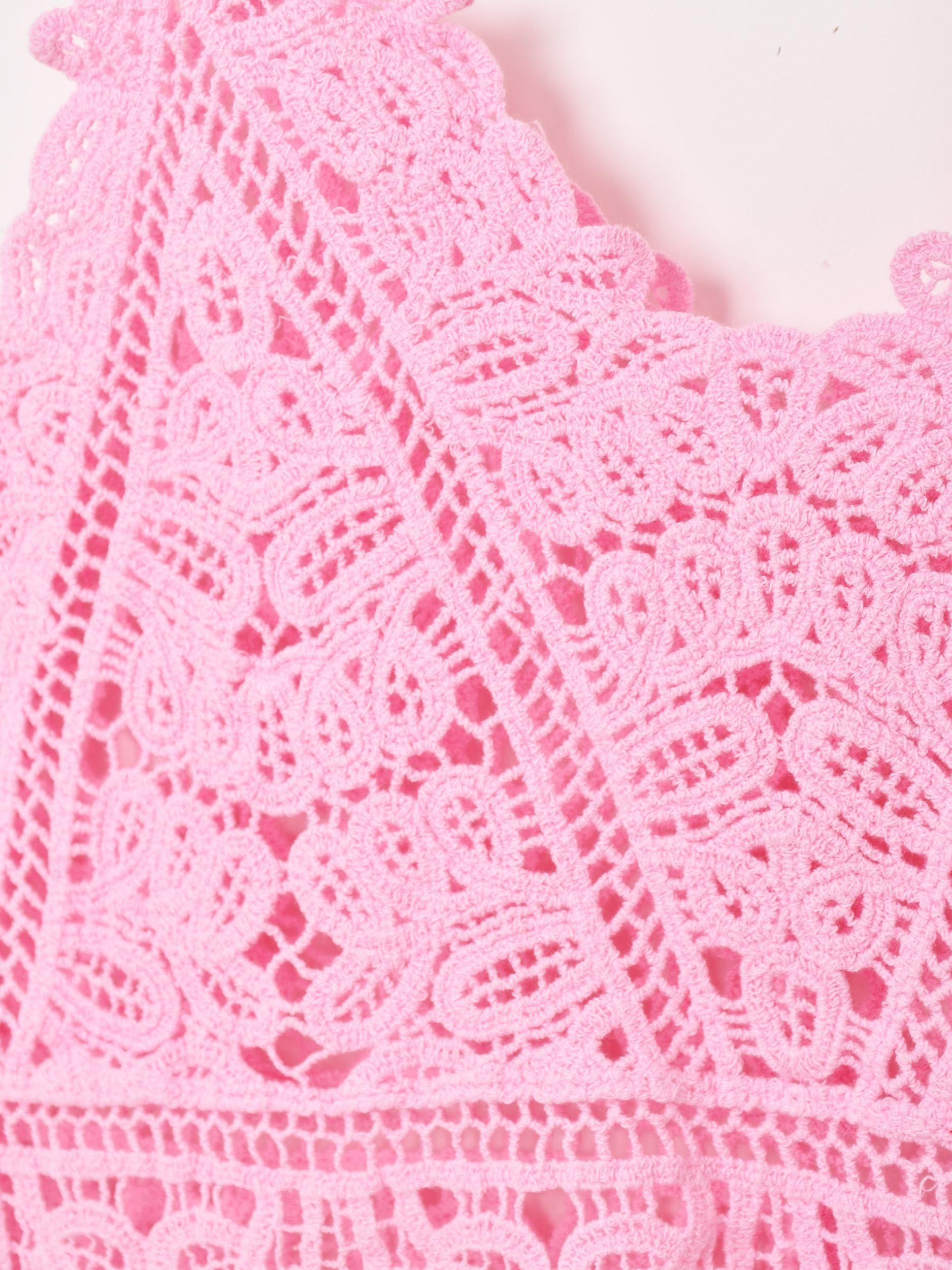 3色展開】「Elcamino」トライアングル クロシェキャミソール ピンク